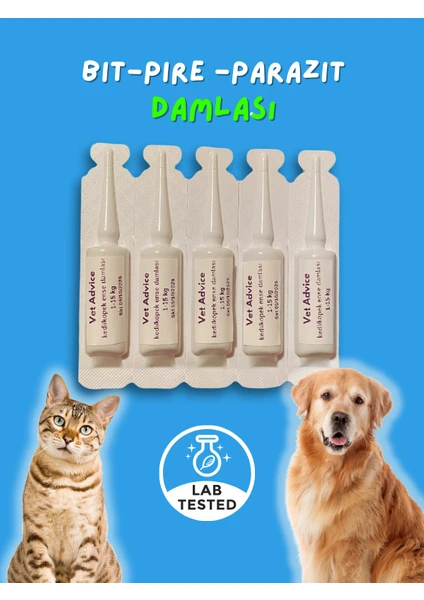 Vet Advice Kedi Köpek Dış Parazit Rahatlatıcı Bitkisel Tüy Bakımı Damlası 1-10 kg 5 Adet