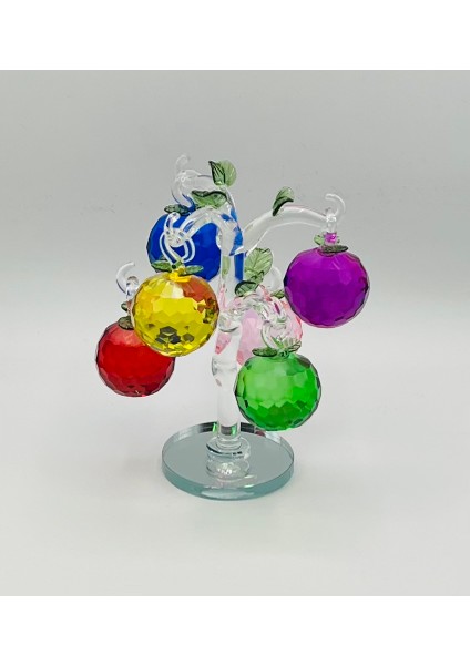 Kristal Dekoratif Renkli Elma Ağacı