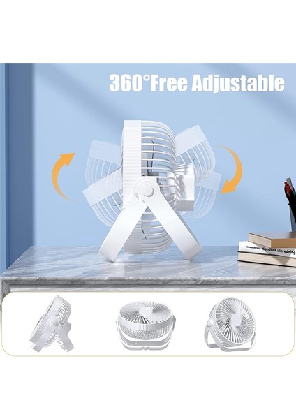 USB Fan Küçük Masa Masa Sessiz Güçlü Taşınabilir Mini Soğutma Şarj Edilebilir Pil 3 Hız Ayarlanabilir 360° (Yurt Dışından)