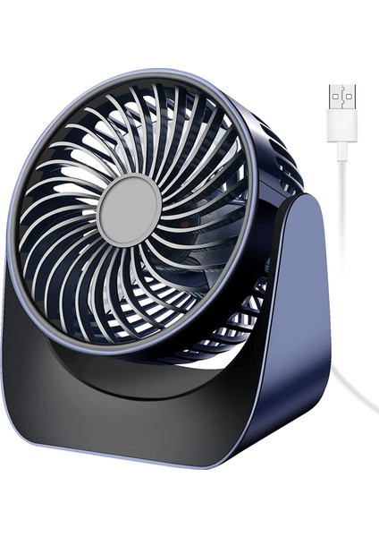 Mini Fan, Sessiz USB Küçük 360° 3 Hızlı Masa Fanı, Araba Fanları, Yatak Odası, Karavan Mavi (Yurt Dışından)