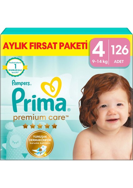 Bebek Bezi Premium Care 4 Numara 126 Adet Aylık Fırsat Paketi