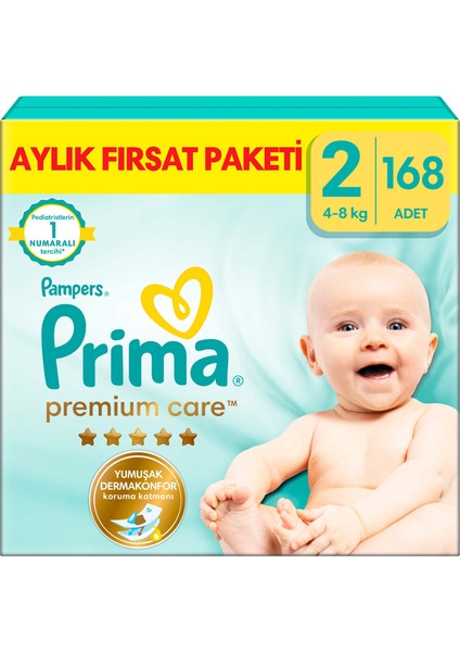 Bebek Bezi Premium Care 2 Numara 168 Adet Aylık Fırsat Paketi