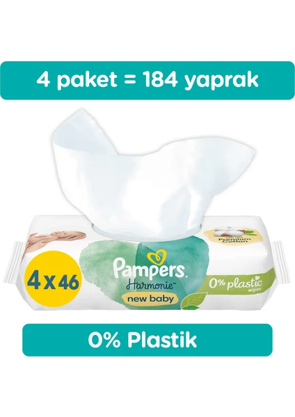 Pampers Harmonie New Baby Yenidoğan Islak Havlu 4x46 Adet (184 Yaprak)