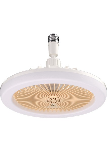 Uzaktan Kumandalı ve Işıklı Tavan Vantilatörü 30W LED Lamba Smart Silent E27 Dönüştürücü Taban Krem Rengi (Yurt Dışından)