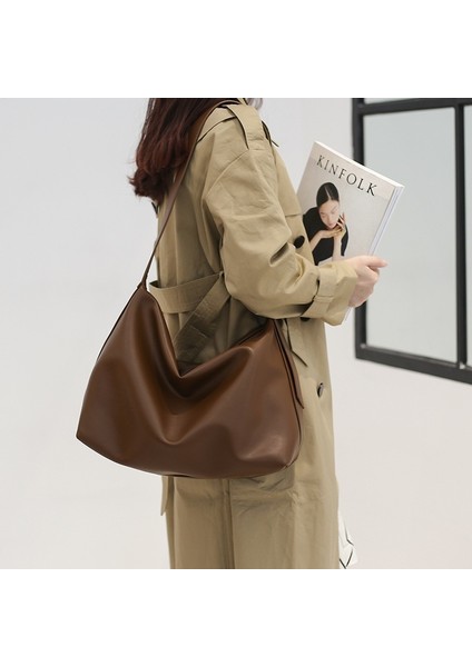 Crossbody Çanta Kadın Tek Omuz Lüks Işe Gidip Gelme Büyük Kapasiteli Yumuşak Deri Tote Çanta (Yurt Dışından) indirimleri