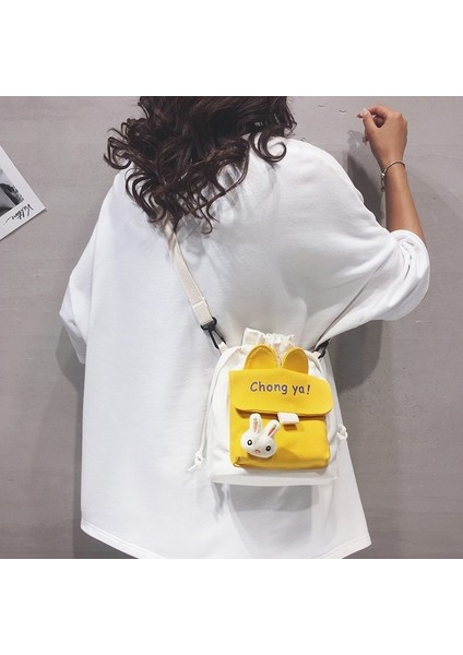 Öğrenci Tuval Küçük Çanta Tatlı Bayan Kontrast Omuz Çantası Sevimli Moda Kolye Ipli Crossbody Çanta (Yurt Dışından) fiyatları