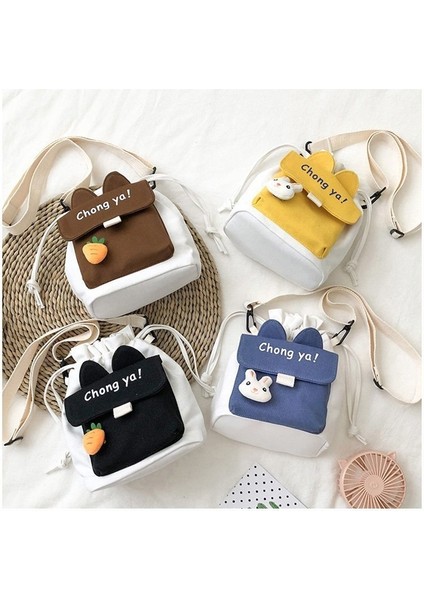 Öğrenci Tuval Küçük Çanta Tatlı Bayan Kontrast Omuz Çantası Sevimli Moda Kolye Ipli Crossbody Çanta (Yurt Dışından) modelleri