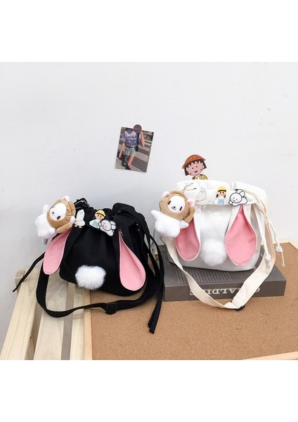 Öğrenci Tuval Küçük Çanta Tatlı Bayan Kontrast Omuz Çantası Sevimli Moda Kolye Ipli Crossbody Çanta (Yurt Dışından) fırsatları
