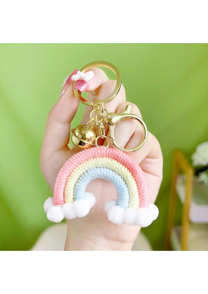 El Dokuması Gökkuşağı Çanta Anahtarlığı Dekorasyonu Küçük Hediye (Yurt Dışından)