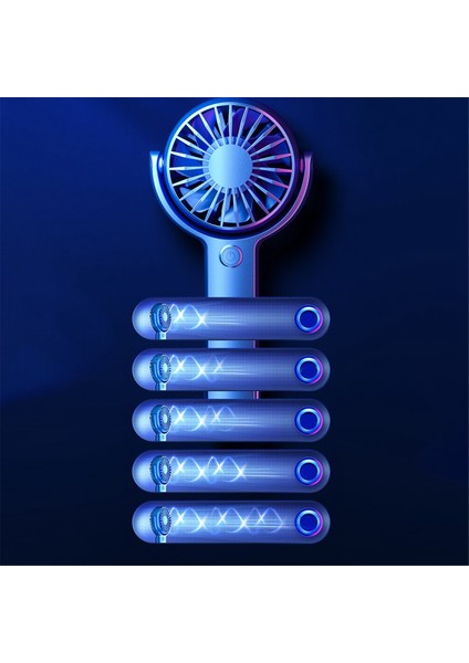El Fan Soğutucu Taşınabilir Mini USB Şarj Masası Yurdu 5 Hız Ayarlanabilir Şarj Edilebilir Fan, Mavi (Yurt Dışından)