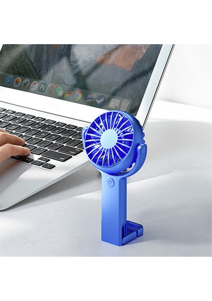 El Fan Soğutucu Taşınabilir Mini USB Şarj Masası Yurdu 5 Hız Ayarlanabilir Şarj Edilebilir Fan, Mavi (Yurt Dışından)