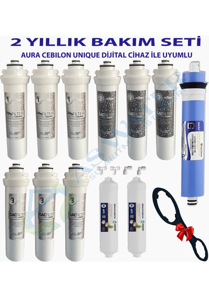 As Water Ihlas Aura Cebilon Unıque Dijital Unique Su Arıtma Cihazı Uyumlu 2 Yıllık Bakım Filtre Bakım Seti