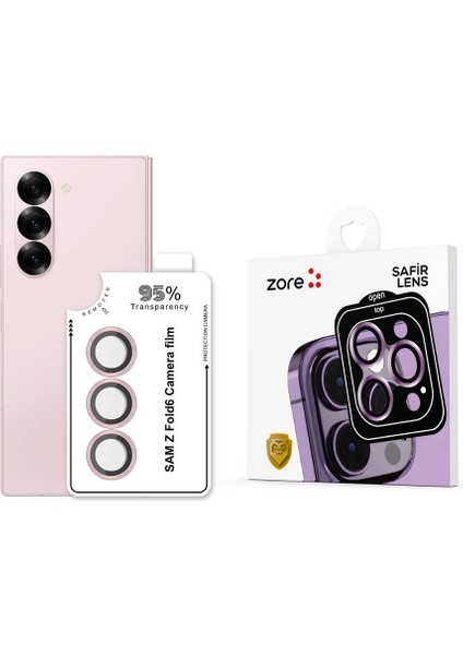 Galaxy Z Fold 6 Cl-11 Safir Parmak Izi Bırakmayan Anti-Reflective Kamera Lens Koruyucu-Pembe
