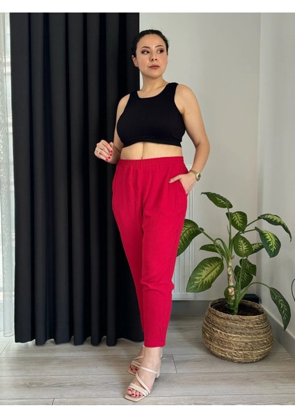 Kadın Büyük Beden Cepli Beli Lastikli Aerobin Havuç Pantolon fırsatları