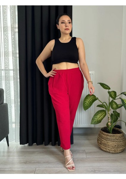 Kadın Büyük Beden Cepli Beli Lastikli Aerobin Havuç Pantolon indirimleri