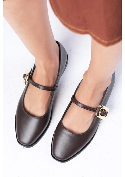 Camille Kahverengi Yandan Tokalı Kadın Babet Ayakkabı indirimleri