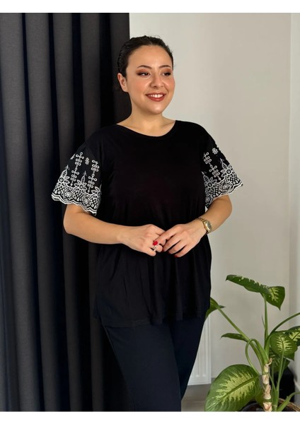 Kadın Büyük Beden Kolları Fisto Detay Esnek Viskon Bluz fiyatları