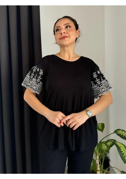 Kadın Büyük Beden Kolları Fisto Detay Esnek Viskon Bluz modelleri