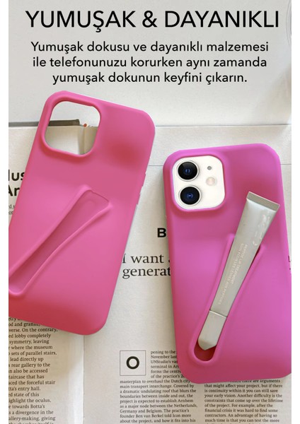 Apple iPhone 12/12 Pro Uyumlu Ruj Bölmeli Silikon Lips Kılıf Kapak