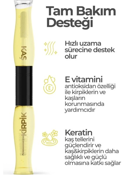 Keratin - E Vitamini - Doğal Yağ İçerikli Kaş ve Kirpik Bakım Serumu 20 ml