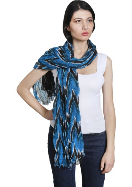 Okyanus Mavi Renk Pamuklu Şal Eşarp fiyatları