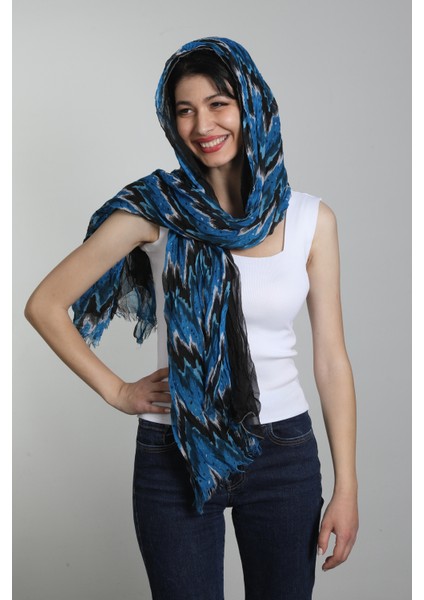 Okyanus Mavi Renk Pamuklu Şal Eşarp modelleri