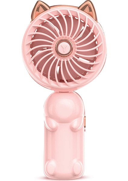 Kedi Kulaklı Taşınabilir El Tipi Fan - Mini USB Şarj Edilebilir Pil Katlanabilir Küçük (Pembe) (Yurt Dışından)
