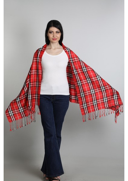 Kırmızı Siyah Viskon - Cotton Şal fiyatları