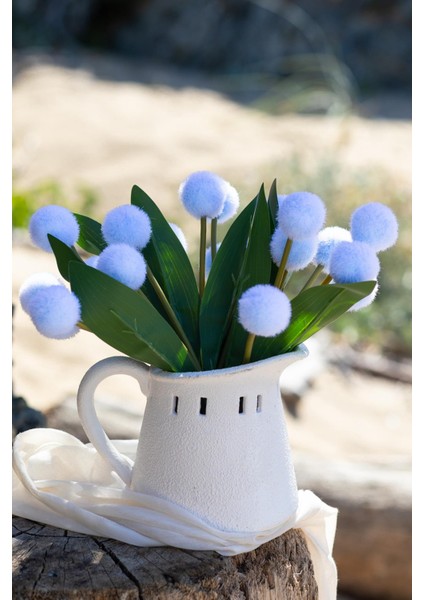 Yapay Ponpon Çiçeği Mavi 35 cm 7 Dal fiyatları