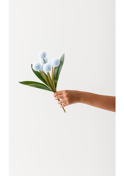 Yapay Ponpon Çiçeği Mavi 35 cm 7 Dal fırsatları