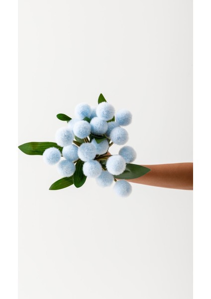 Yapay Ponpon Çiçeği Mavi 35 cm 7 Dal indirimleri