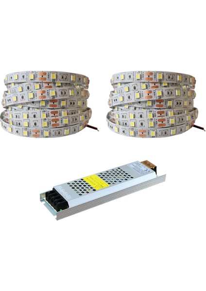 4040 Yeni Nesil Şerit LED Beyaz 10 Metre + 10 Amper 120W LED Trafo