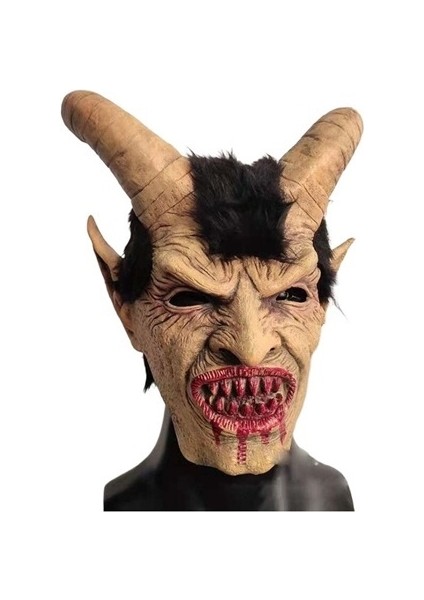 Erkek Krampus Demon Maskesi Film Cosplay Koyun Boynuzu Şeytan Kafa Kapağı (Yurt Dışından)