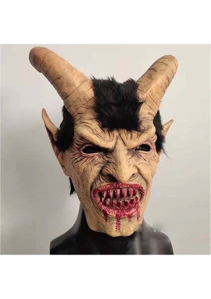 Erkek Krampus Demon Maskesi Film Cosplay Koyun Boynuzu Şeytan Kafa Kapağı (Yurt Dışından)