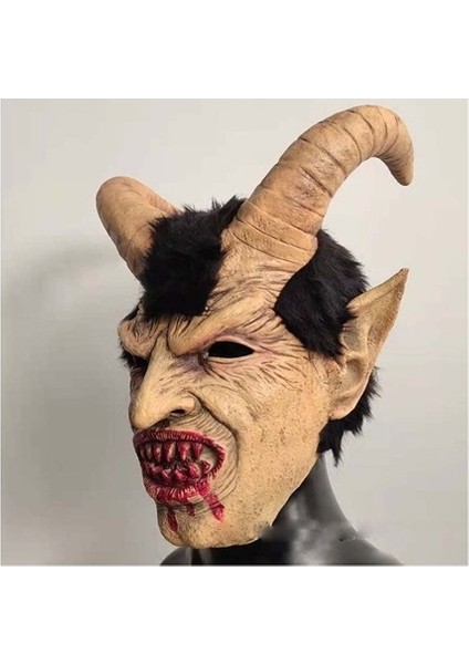 Erkek Krampus Demon Maskesi Film Cosplay Koyun Boynuzu Şeytan Kafa Kapağı (Yurt Dışından)