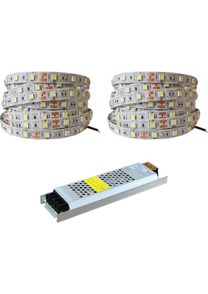 4040 Yeni Nesil Şerit LED Amber 10 Metre + 10 Amper 120 Watt LED Trafo