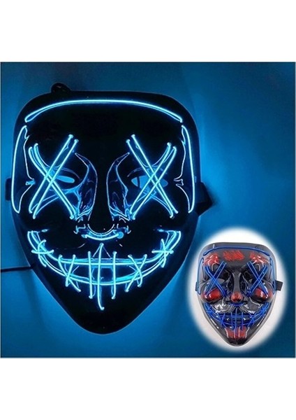 Neon LED Cosplay Maske - Mavi (Yurt Dışından)