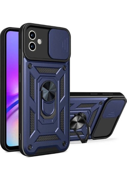 Samsung Galaxy A04E Kılıf Yüzüklü Sürgülü Kamera Korumalı Pars + Ekran Koruyucu
