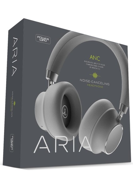 Aria Kulak Üstü Bluetooth Kulaklık Gümüş Kablosuz Ayarlanabilir Aktif Gürültü Önleyici