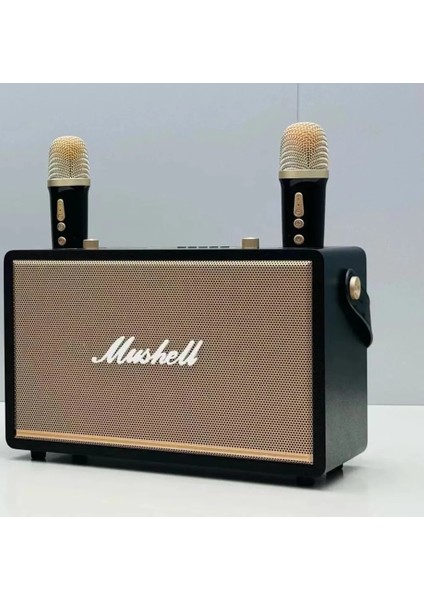 Mushell MA-535 20 Watt Ağaç Hi-Fi Ses 2 Mikrofonlu Şarjlı Taşınabilir Güçlü Bluetooth Hoparlör