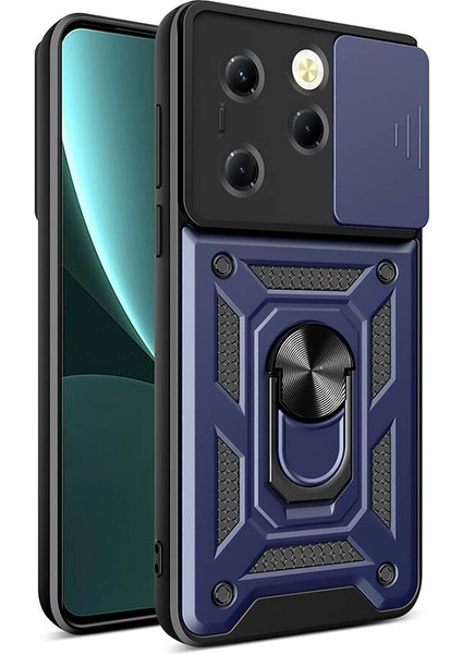 Tecno Spark 20 Pro Kılıf Yüzüklü Sürgülü Kamera Korumalı Pars + Ekran Koruyucu