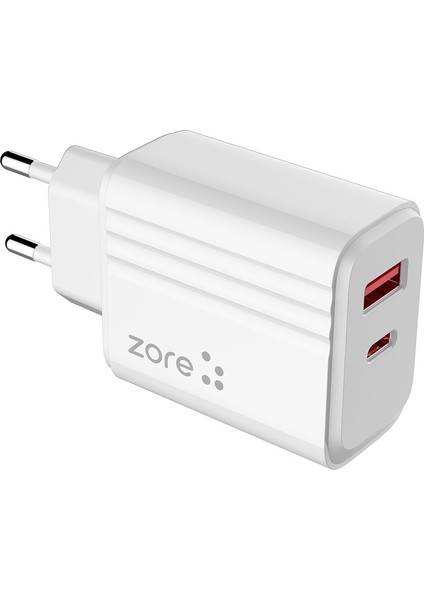 Zore Play Serisi Pl3 Type-C 2in1 Seyahat Şarj Aleti 20W