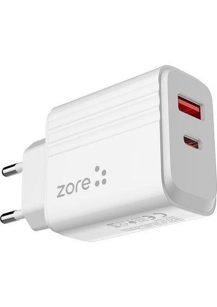 Zore Play Serisi Pl3 Type-C 2in1 Seyahat Şarj Aleti 20W