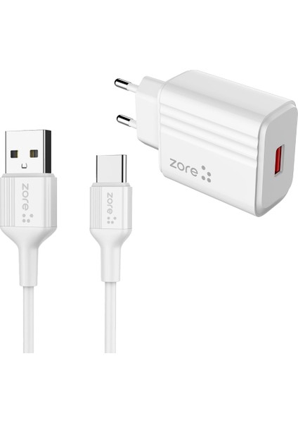 Zore Play Serisi Pl1 Type-C 2in1 Seyahat Şarj Aleti 12W