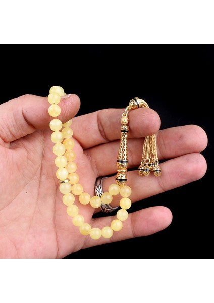 Altın Kaplama Gümüş Set Püsküllü Damla Kehribar Tesbih fiyatları