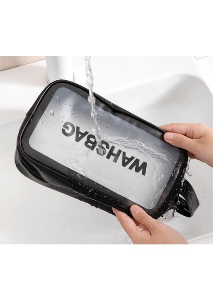 Taşınabilir Su Geçirmez Pu Şeffaf Buzlu Tote Kozmetik Çantası (3'lü Set) (Yurt Dışından) fiyatları