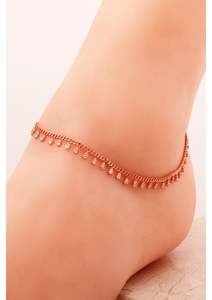 Gurmet Sıra Taşlı Rose Gümüş Halhal 280