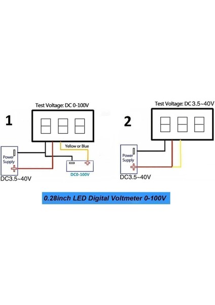 0.28 Inch Dc 0-100V Mini Digital Voltmetre 3 Kablolu Dc Kırmızı