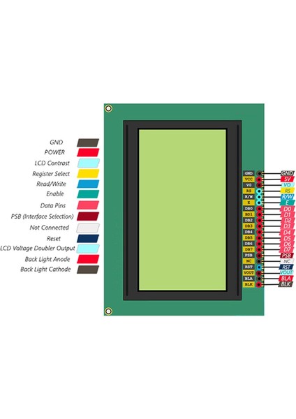 2.9 Inch 12864B V2.0 Mavi Glcd Modül Spi 5V 128X64 Pixel Grafik LCD Display Ekran