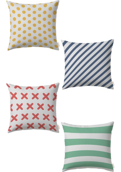 Geometrik 4'lü Kırlent Kılıf Ds3